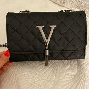 Black Faux Leather Crossbody Purse